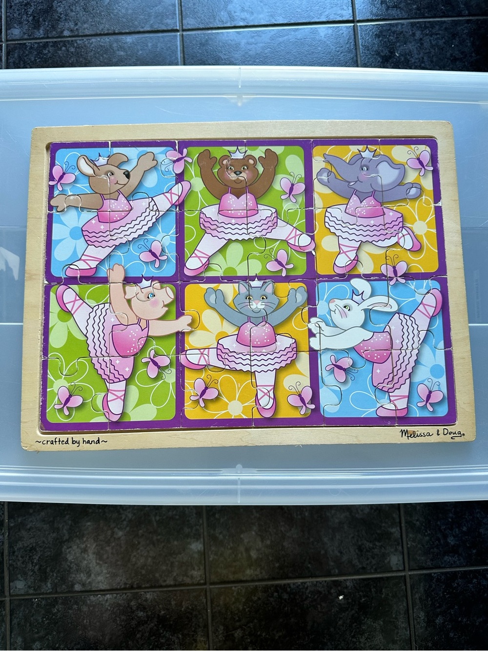Melissa & Doug 24 pc Ballerinas and Butterflies Handcrafted Wooden Jigsaw Puzzle